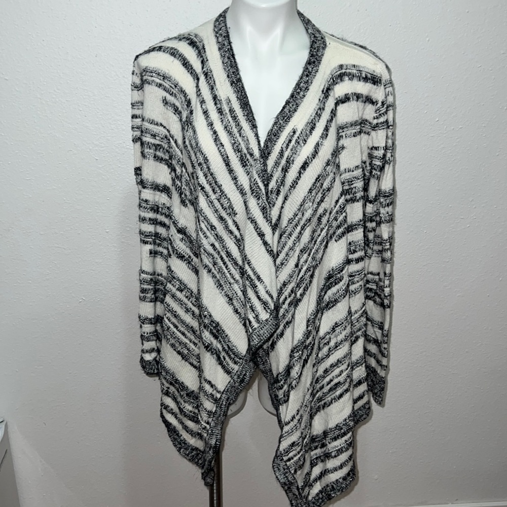 A.N.A A New Approach Black White Cardigan Sz L